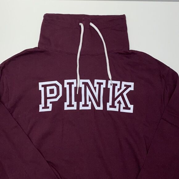 🔥VICTORIA SECRET PINK SWEATER LOGO BURGUNDY WOMENS GIRLS sz xs(fit a small )New - Picture 4 of 6